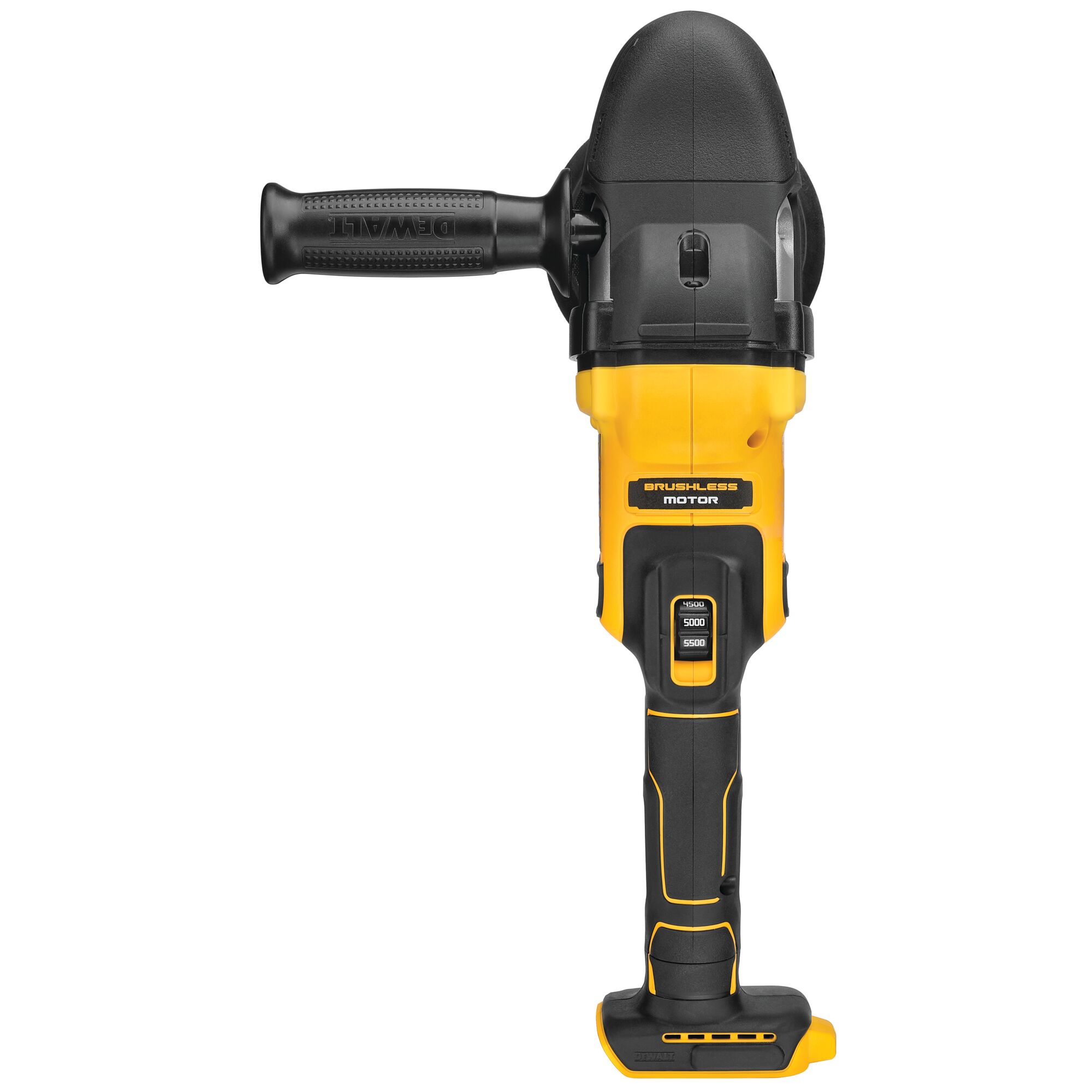 close up of lock button of XR cordless variable speed random orbit polisher